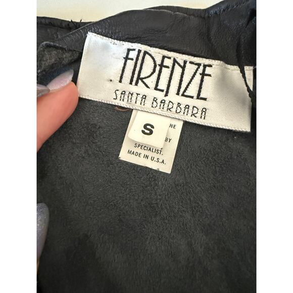 80s Vintage FIRENZE | Black Leather and lace Corset Basque Waist Dress Small - Picture 6 of 7